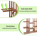 Wooden Plant Shelf Flower Pot Stand Indoor Outdoor Multi-Tier Plant Display Stand
