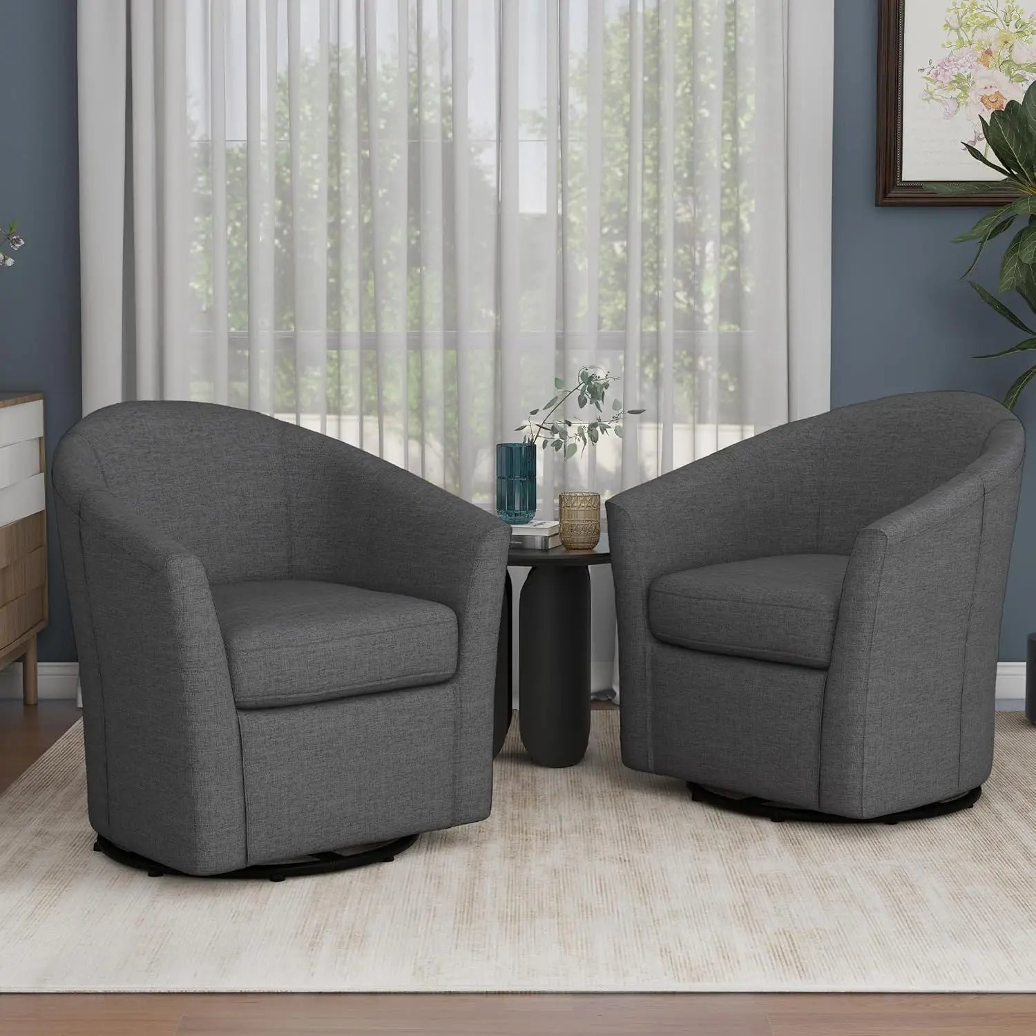 360° Swivel Barrel Accent Chairs Set of 2