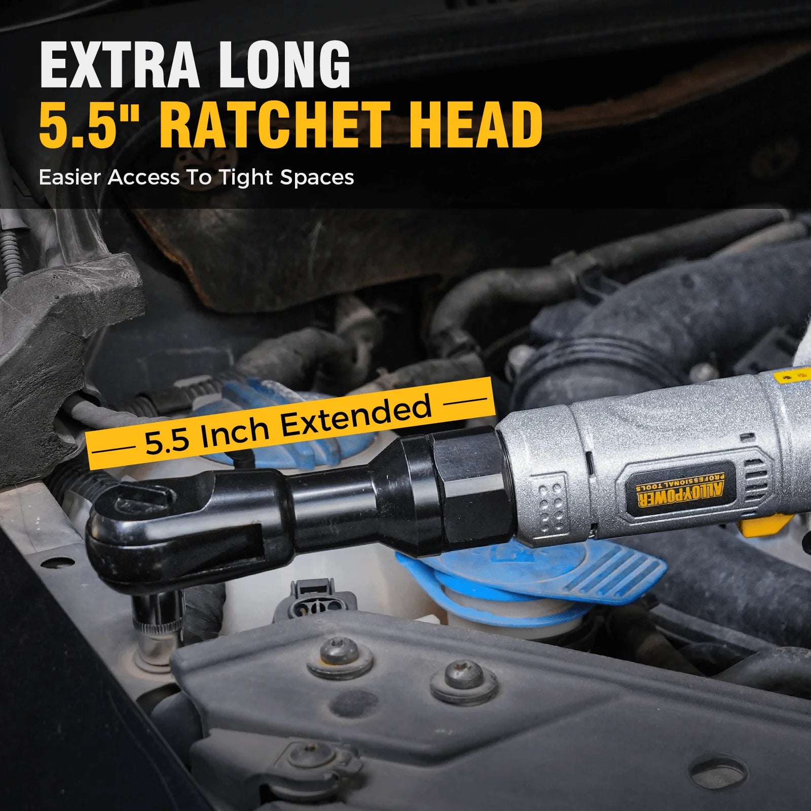 3/8" Cordless Ratchet Wrench Set, 60FT-LBS(80N.m) Electric Ratchet, 12V Set with Variable Speed, 6 Sockets, LED Light, 1/4" Adapter,1/2" Adapter,2 Batteries