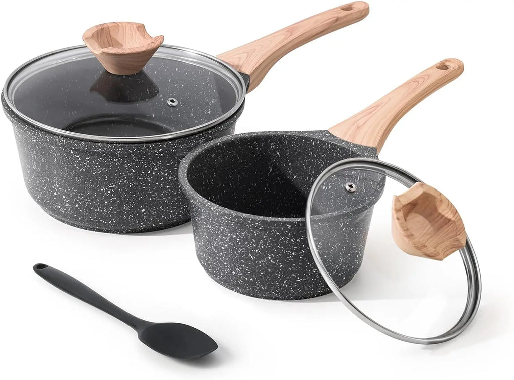 1.5QT & 2.5QT Non-Stick Saucepan Set with Lid, PFOA/PFOS Free