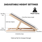 Dog Ramp, Natural Pine Wooden Lightweight Folding Anti-skid Adjustable 2 Height Climbing Ramp