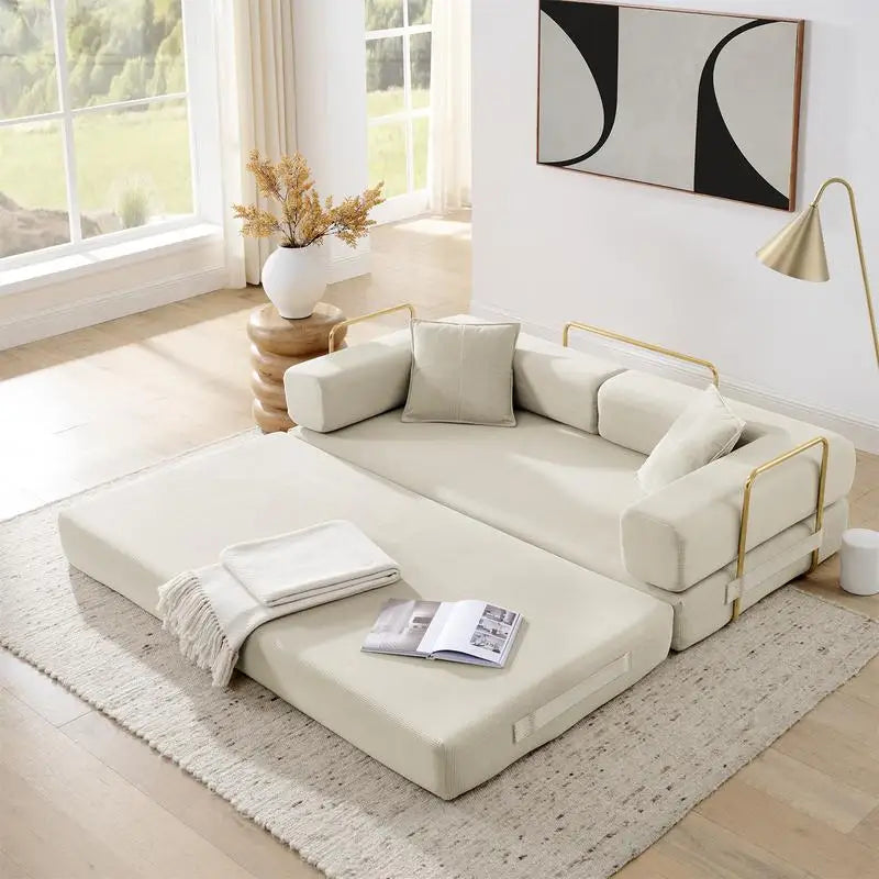 Convertible Sofa Bed, Modern Fold-Out Couch with Removable Backrest