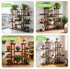 Wooden Plant Shelf Flower Pot Stand Indoor Outdoor Multi-Tier Plant Display Stand