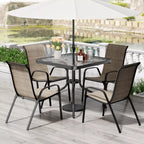All Weather Outdoor Furniture W/ 30"x30" Table and 4 Stackable Chairs