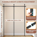 Adjustable Room Divider Curtain Rod, No Drilling Partition for Space Separation, 4-10ft Height, Portable Wall Dividers