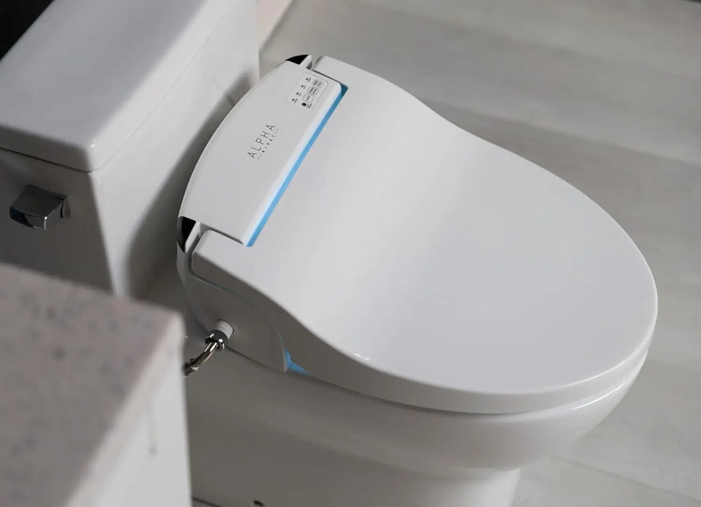 Elongated Bidet Toilet Seat, White, LED Light, Wireless Remote