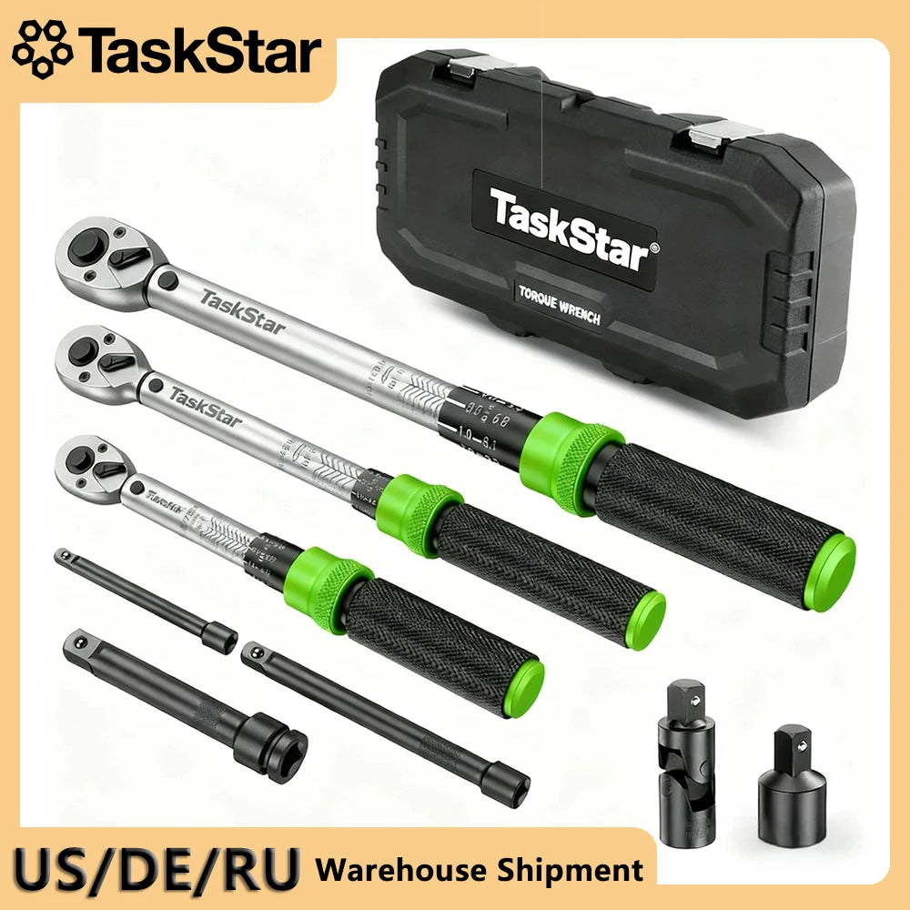 3pcs Torque Wrench Set 1/4 & 3/8 & 1/2-Inch 72 Teeth Dual-Scales ±3% Accuracy Click Torque Wrenches