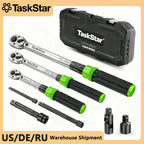 3pcs Torque Wrench Set 1/4 & 3/8 & 1/2-Inch 72 Teeth Dual-Scales ±3% Accuracy Click Torque Wrenches