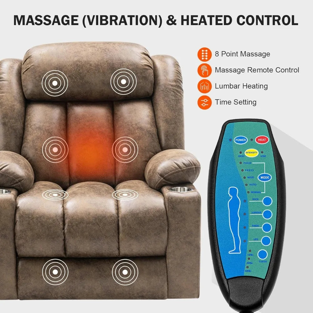 Oversized Power Lift Recliner Chair with Massage and Heat
