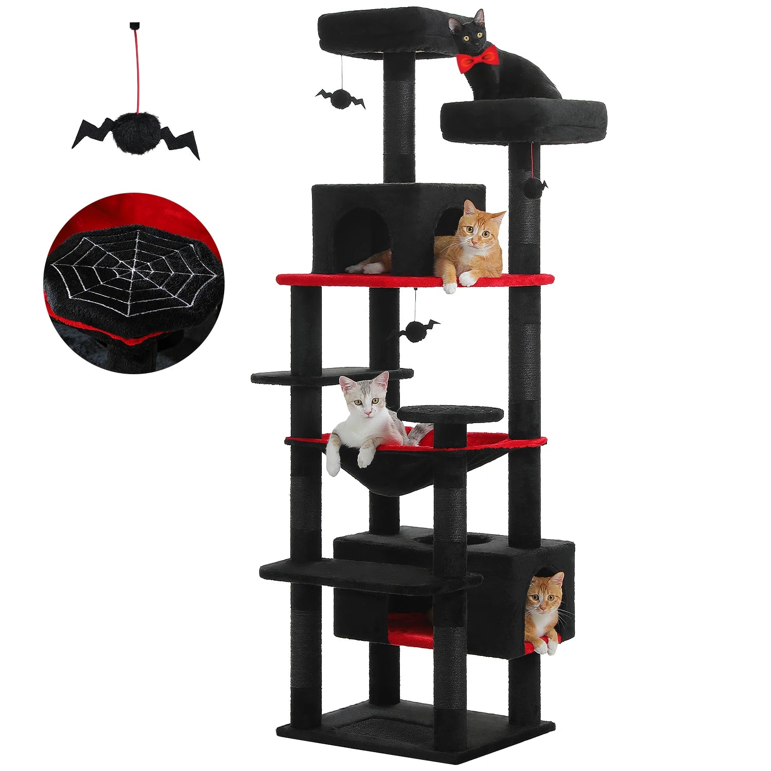 Large Cat Tree and Tower for Indoor Cats With Sisal-Covered Scratching Posts Spacious Hammock Padded Perches