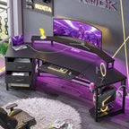 79" Gaming Desk With Storage , Led Lights
