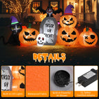 8ft Halloween Pumpkin Black Cat Tombstone Inflatable Yard Decor With Led Lights, Blow Up Outdoor Decoration For Lawn Garden Porch Party