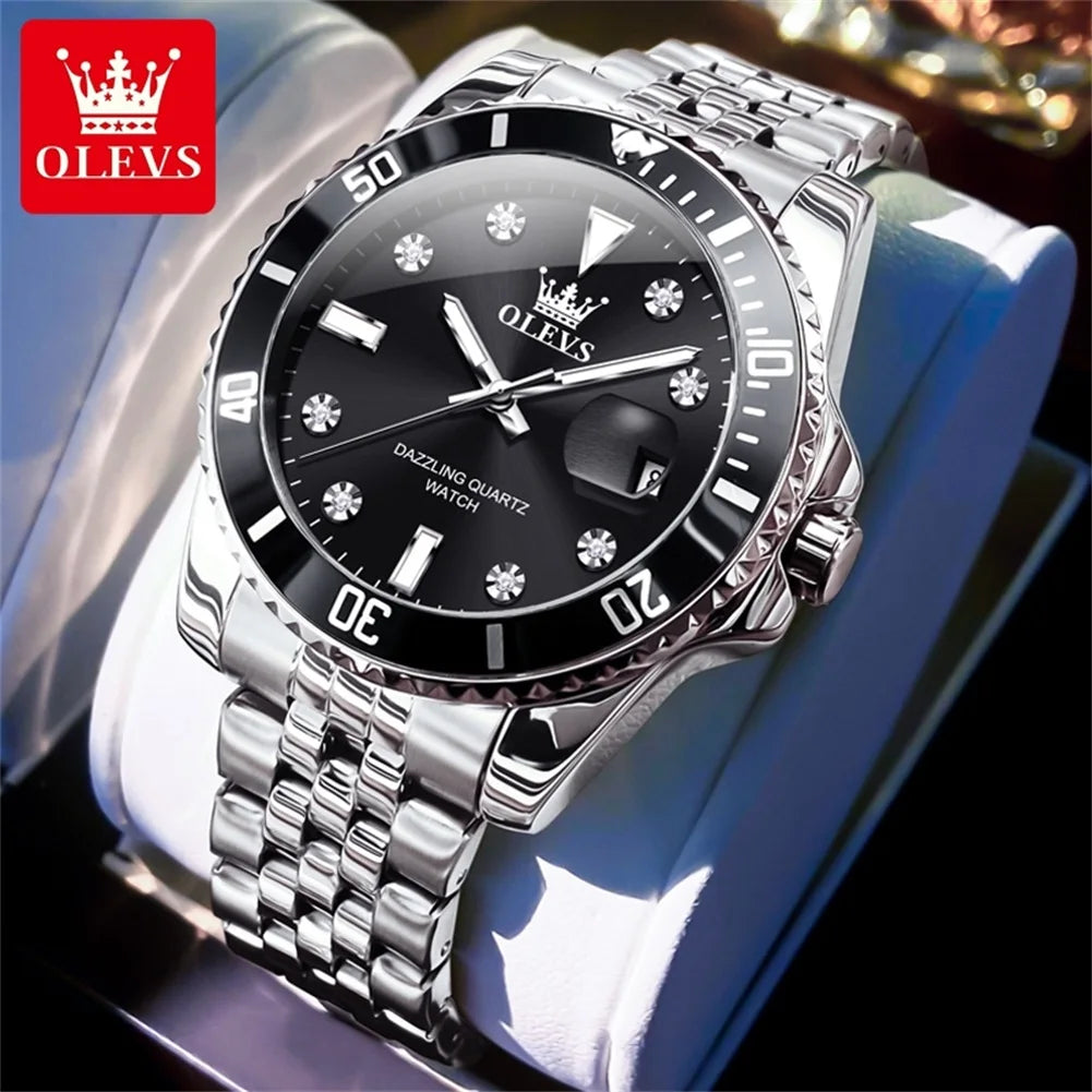 Men's Original Waterproof Automatic Date Rotation Ring Luxury Brand Diving Quartz
