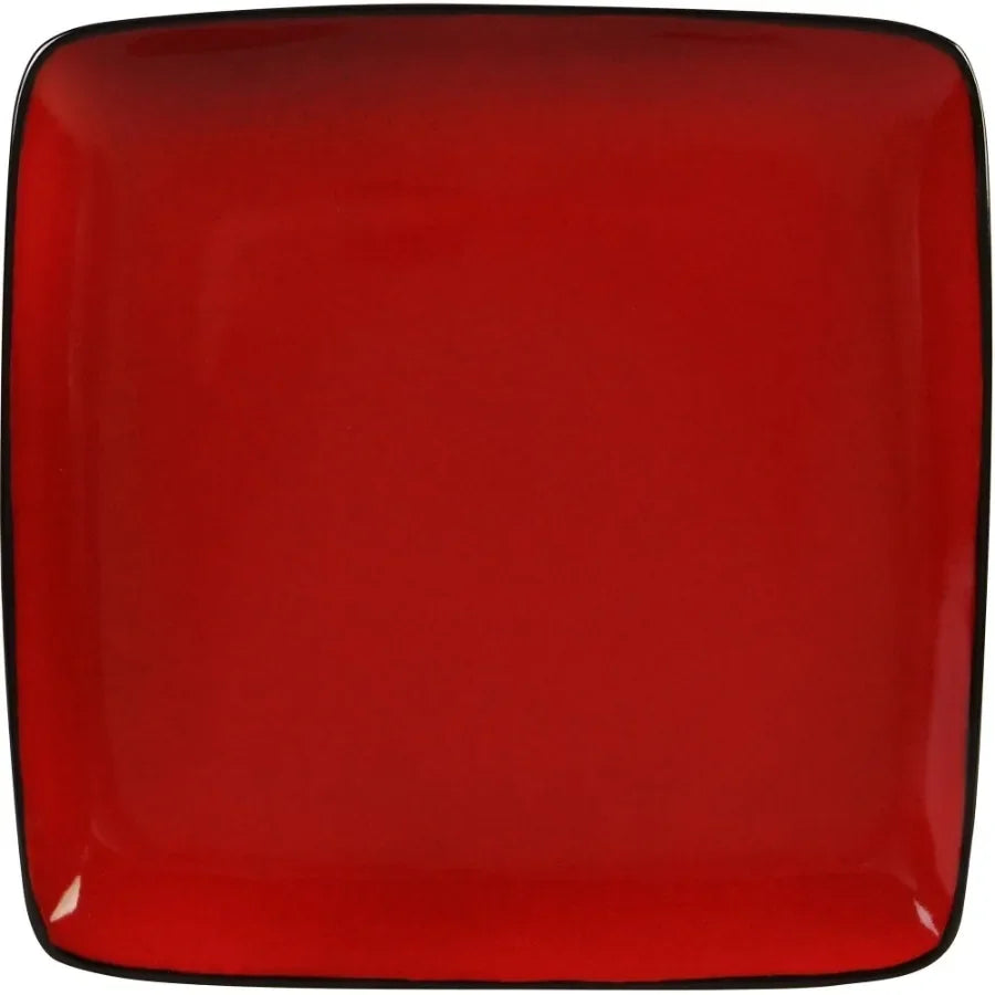 Rave Square Dinnerware Red Set Of 16