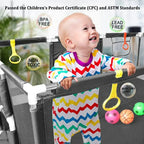 74''×50'' Play Pen for Toddlers with Basketball Hoop Soccer Nets