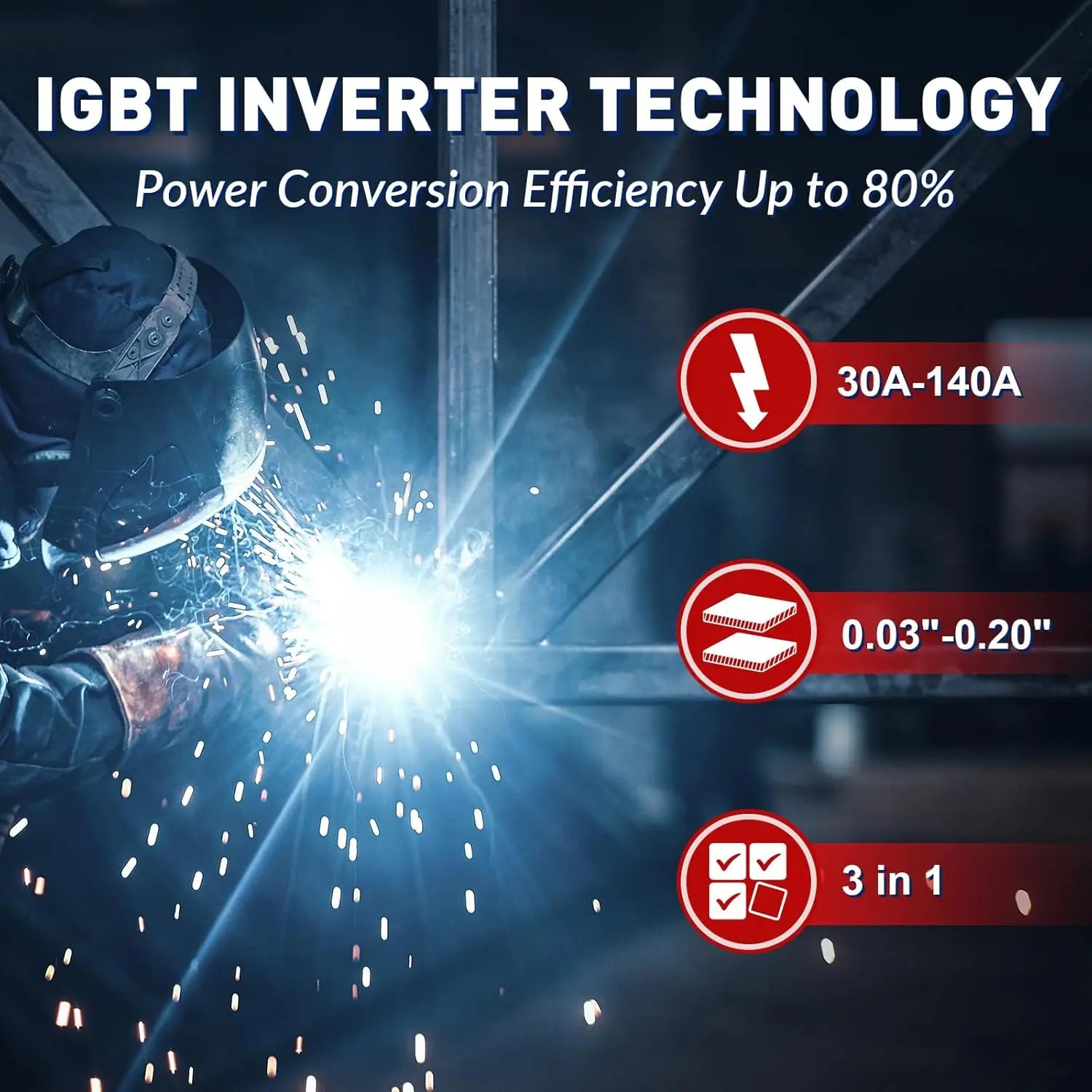 140A 3-in-1 MIG/ARC/Lift TIG Welder, 110V Multi-Process Welding Machine with Flux Core Gun