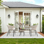 3 Pcs Rope Woven Bistro Set with 2 Wide Chairs, Cushions and Tempered Glass Table