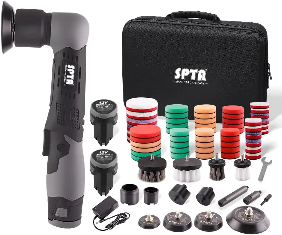 12V Cordless Mini Car Polisher with Multiple Pads for Auto Detailing, Sanding and Cleaning