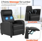 Massage Recliner with Lumbar Support and Adjustable Backrest