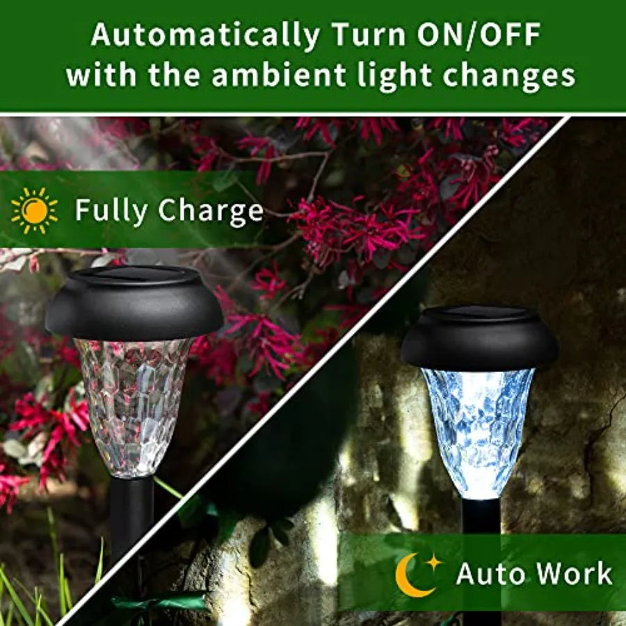 Solar Lights Outdoor Waterproof, Cool White Pathway Lights Solar Powered, Landscape Lighting