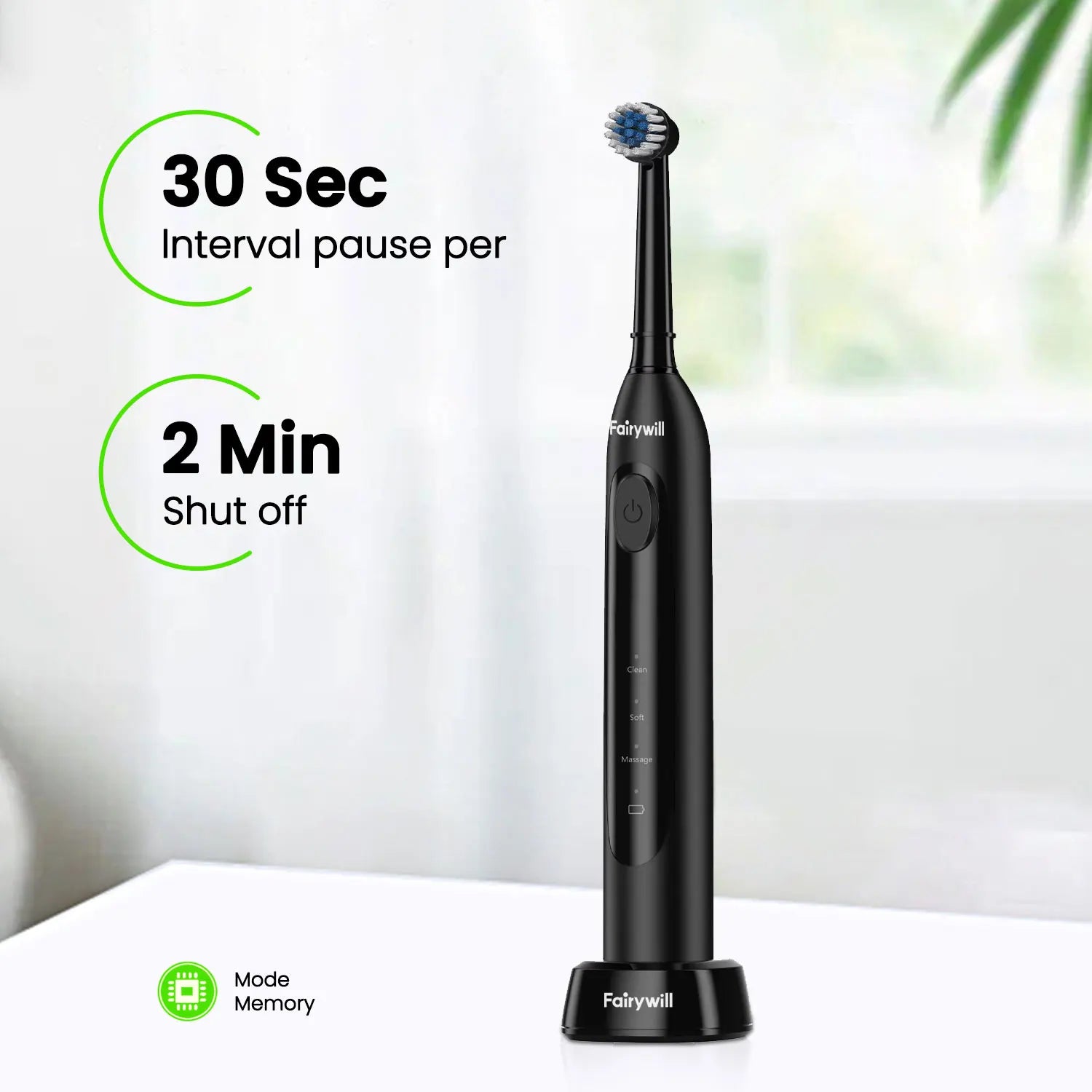 Electric Toothbrush T2233Powerful Rotation Cleaning 4 Replacement Heads Rechargeable Sonic Toothbrush for Adults