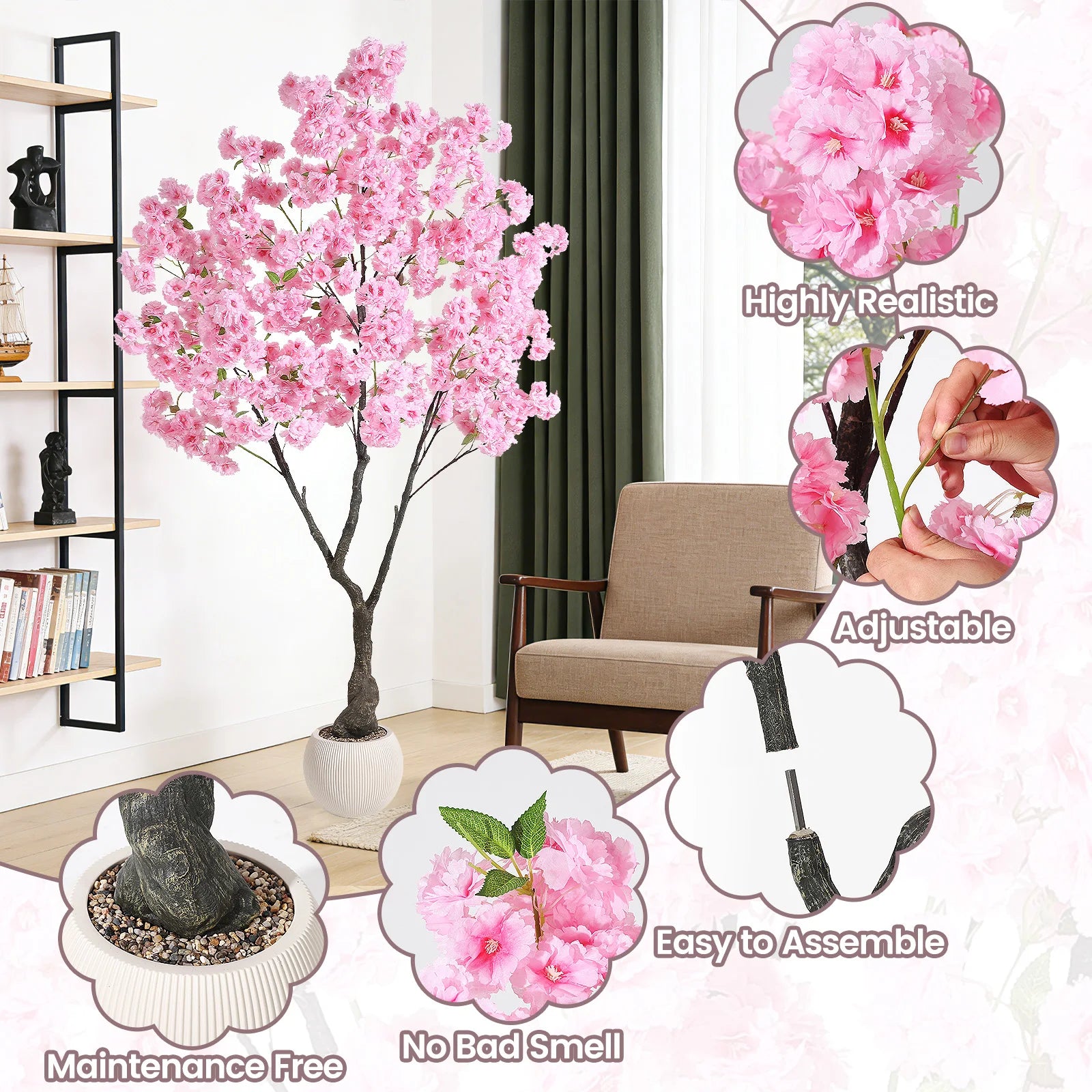 5ft/6ft/7ft Artificial Cherry Blossom Tree