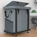 Gal190L High Grade Large Laundry Basket with Wheels, Laundry Cart with Metal Frame and Removable Bag Des