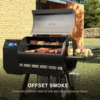 LCD Control Wood Pellet Smoker Grill, 456 SQ. IN Cook Area, Pellet Grill with Auto Feed