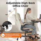 Ergonomic Heavy Duty Desk Chair with Flip-up Arms PU Leather Adjustable Swivel Rolling