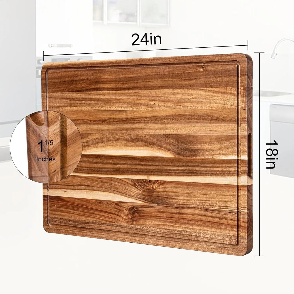 Extra Large Wood Cutting Board with Juice Groove and Handle