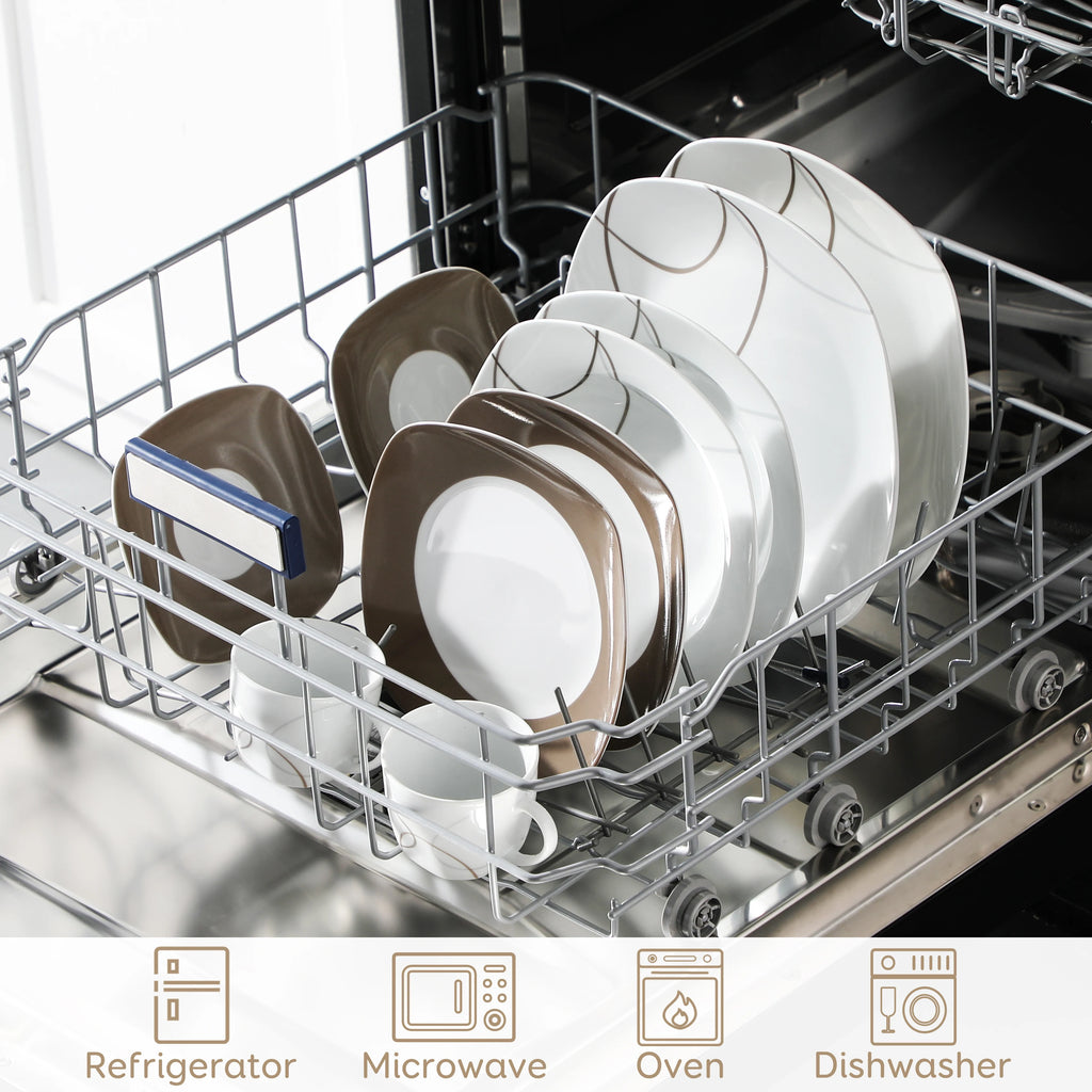 30-Piece Porcelain Ceramic Kitchen Dinner Plate Set with 6pcs Dessert Plates/Soup Plates/Dinner Plates/Cups/Saucers