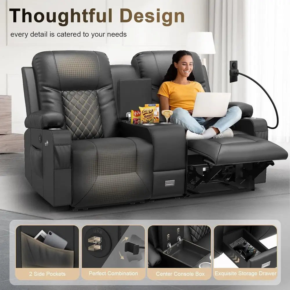 Dual Reclining Loveseat with Storage, USB Ports, Cup and Phone Holders