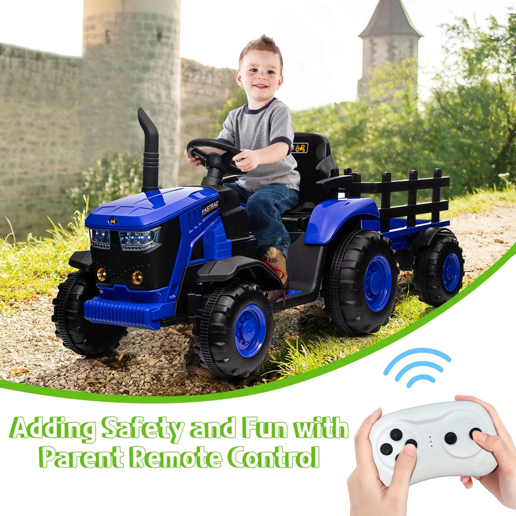 Ride on Tractor with Remote Control, 12V Battery Powered Electric Tractor and 35W Dual Motors for Kids