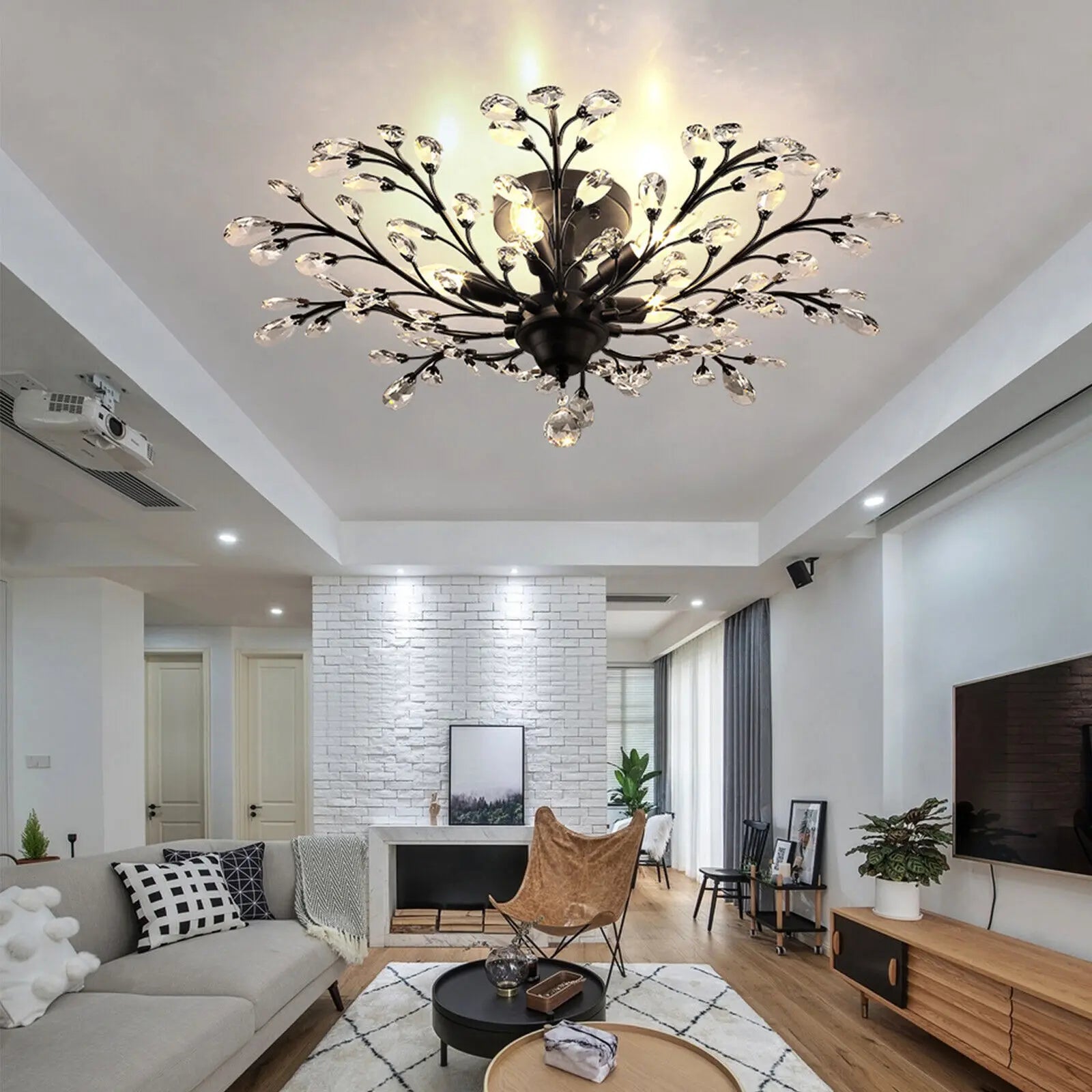 5-Lights Crystal Chandelier Light Branches Ceiling Pendant Lamp