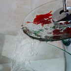 Basin Vanity Sink with Goldfish Pattern and Faucet Set