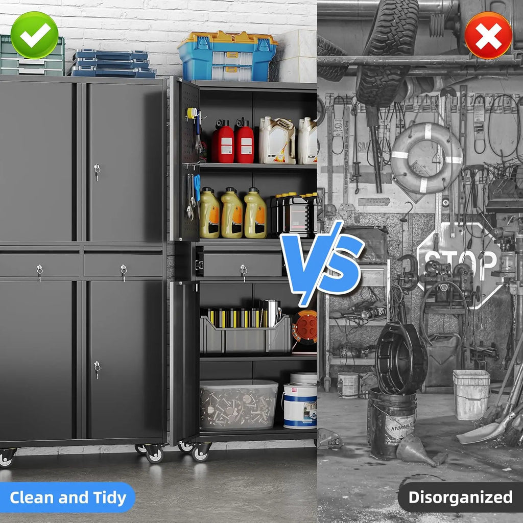 Metal Garage Storage Cabinet with Locking and Adjustable Shelves