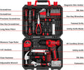 Tool Set with 8V Red Cordless Drill, Home Tool Kit with 126 Piece