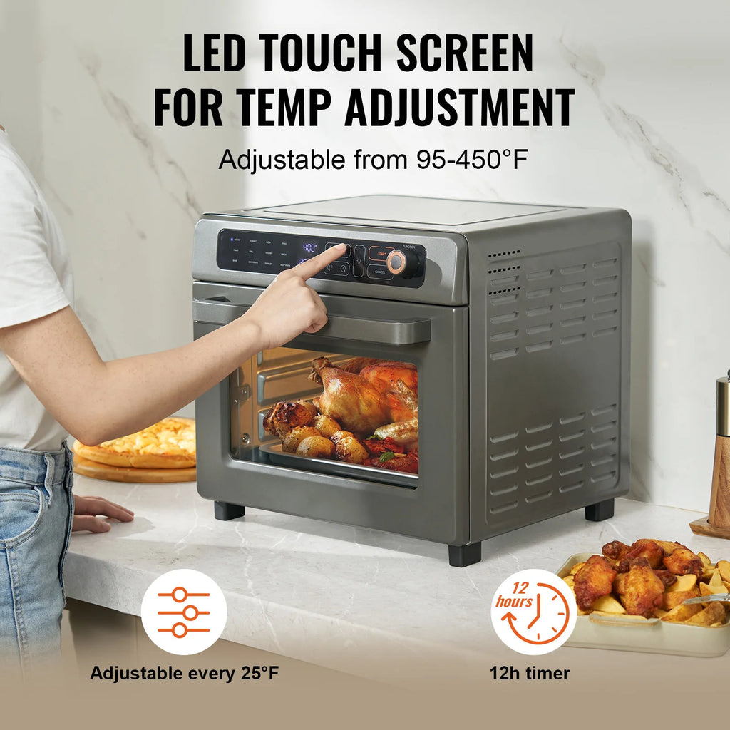 Air Fryer Toaster Oven 25L Convection Oven 1700W Stainless Steel Countertop Combo with Grill for Kitchen
