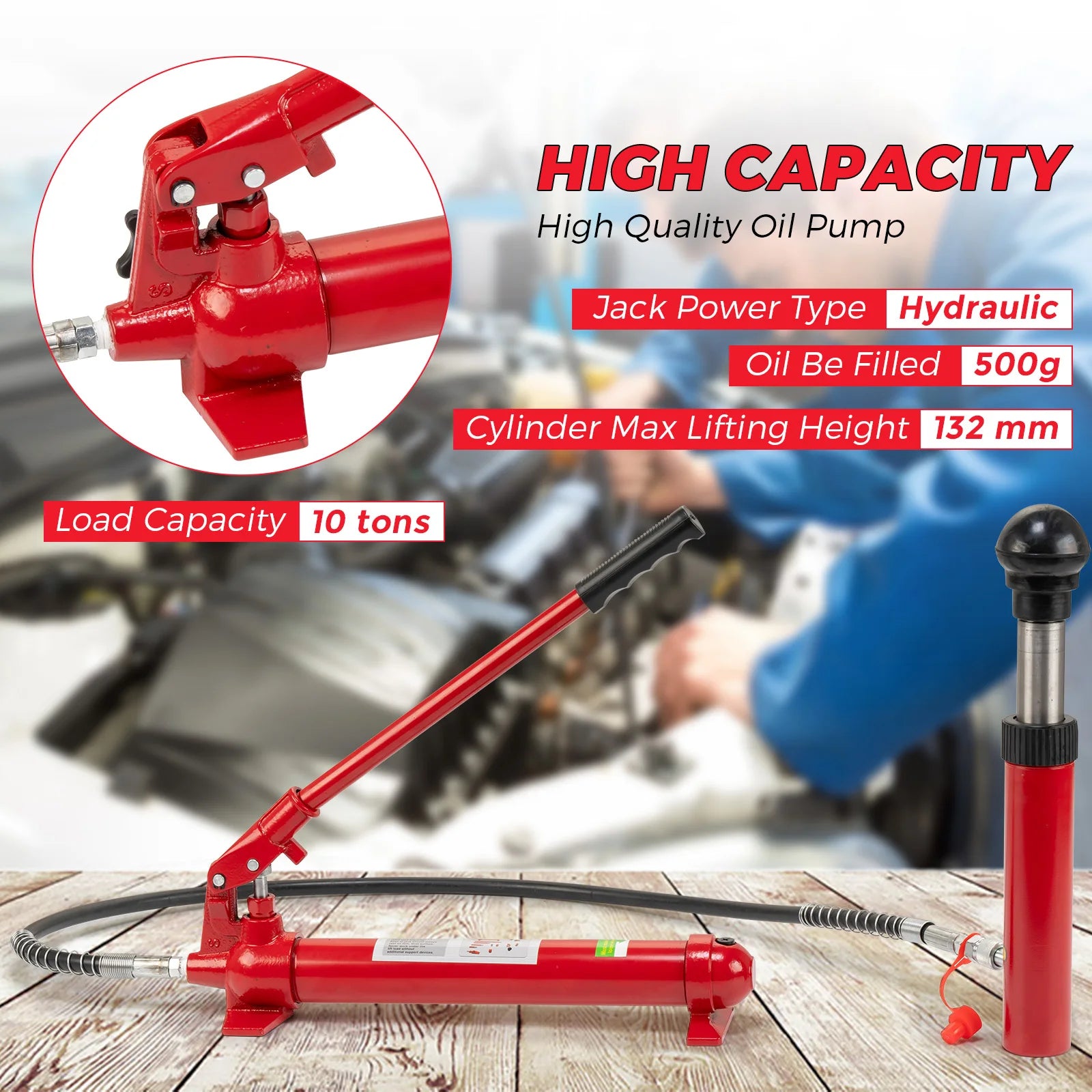 12 Ton Portable Hydraulic Jack Kit–26,455 Lbs Capacity, 4.6Ft Hose, Storage Case