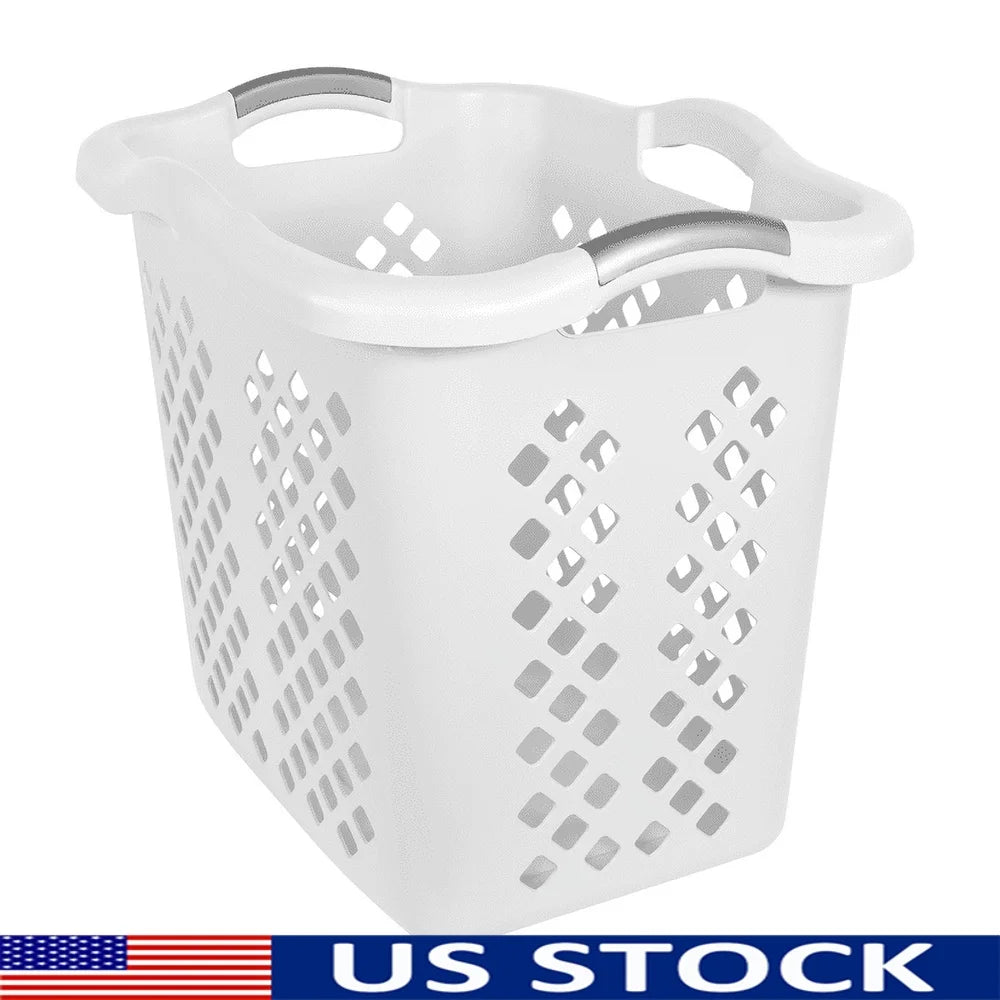 2 Bushel Plastic Laundry Basket Hamper with 4 Handles