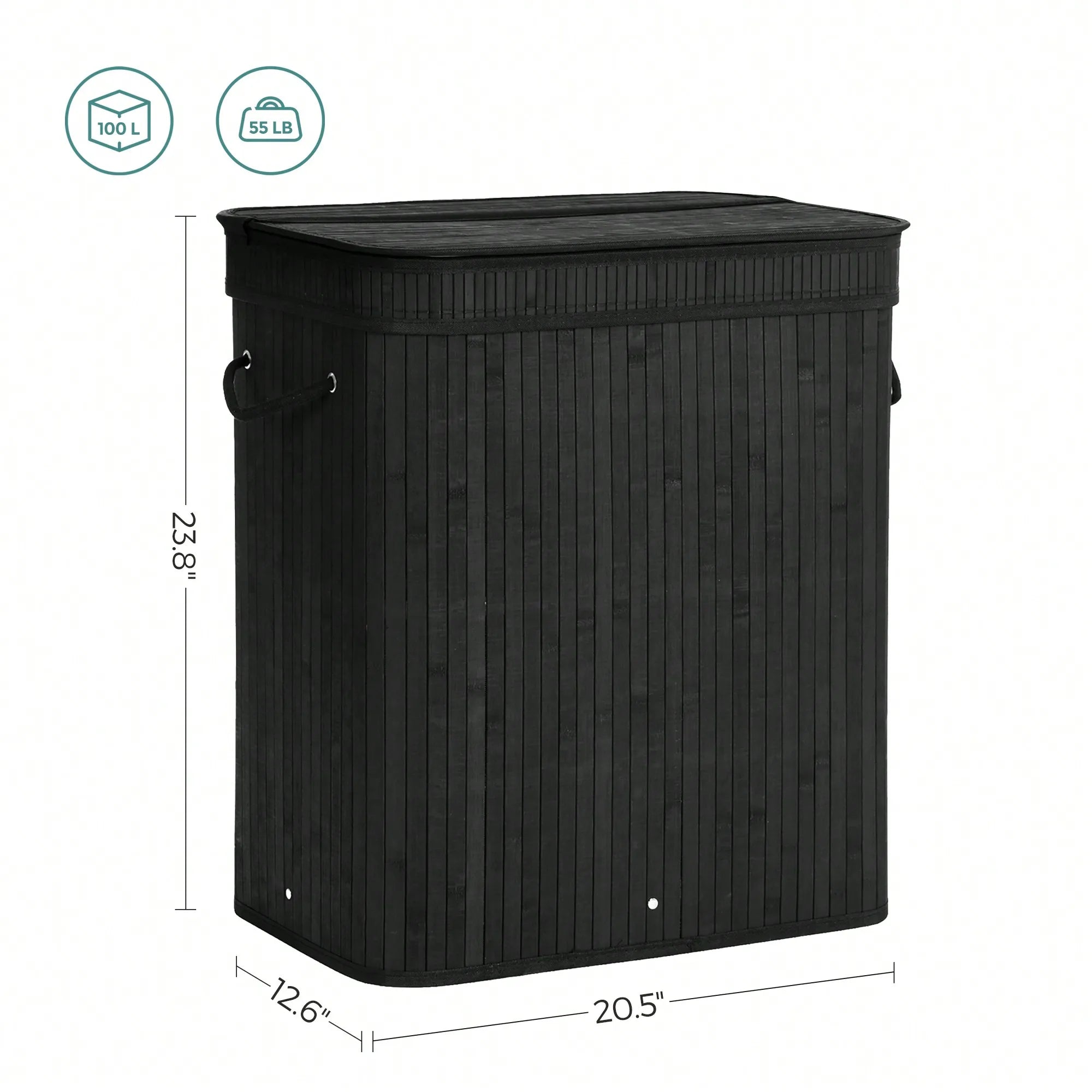 26.4 Gallon Bamboo Laundry Hamper With Lid