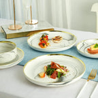 Marble Gold Rim Dinnerware Set for 4