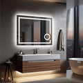Smart Bathroom Mirror 3X Lighted Magnifier Wall Mounted White Light Front Backlit Dimmable Anti-Fog