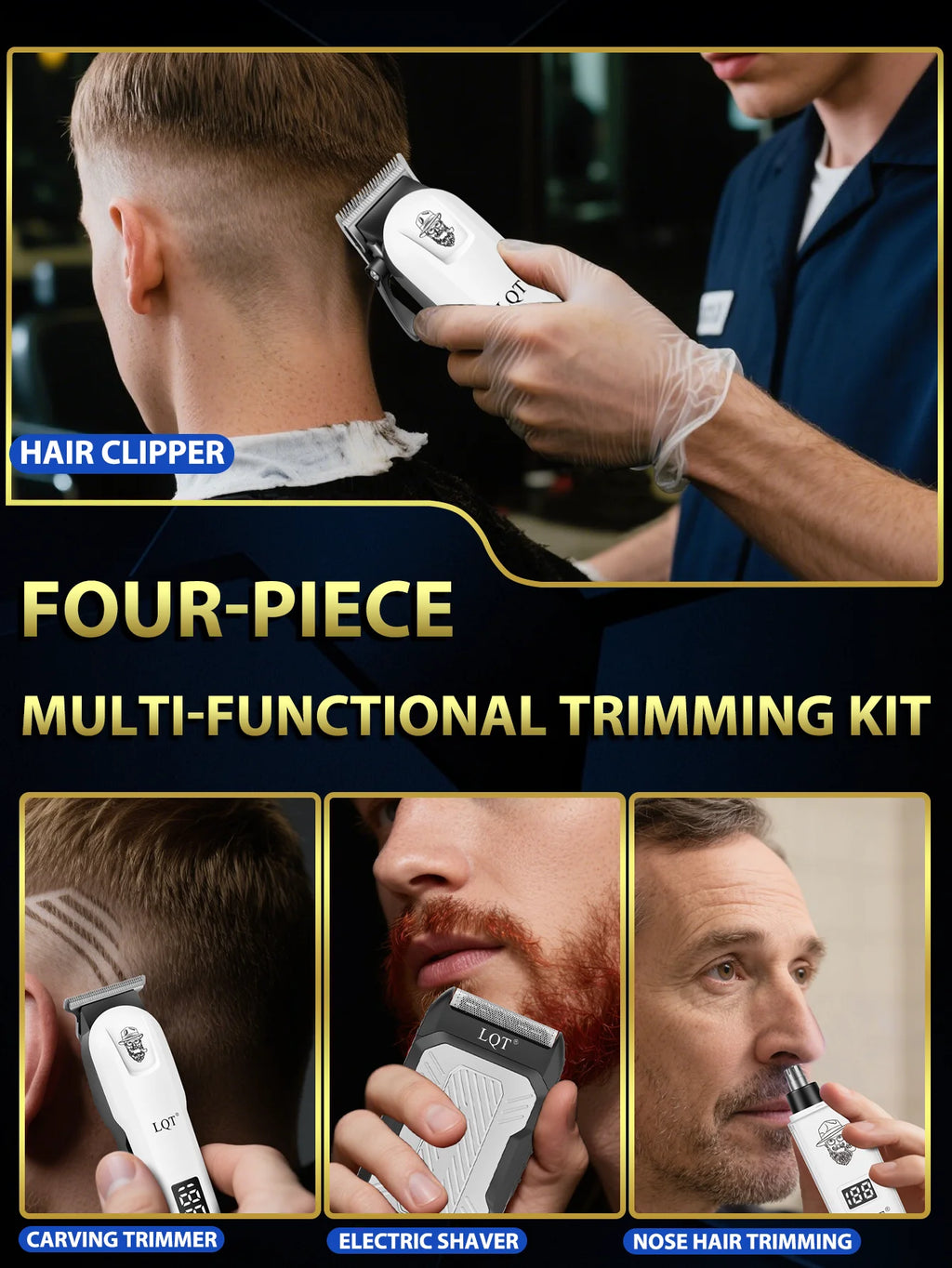 2/3/4pcs Clippers Tool Set, Cordless Electric Hair Trimmer For Men, Portable Razor & Ear And Nose Hair Trimmer