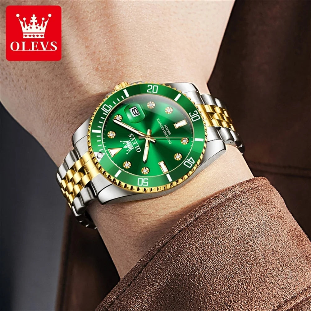 Men's Original Waterproof Automatic Date Rotation Ring Luxury Brand Diving Quartz
