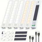 Under Cabinet Lights 1/3/5/6pcs, Motion Sensor Rechargeable  Battery Operated