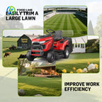 16.8HP 12.5KW Engine Riding Lawn Mower 38'' Cutting Width 7‑Position Height Adjustment Lawn Tractor for Large Lawns