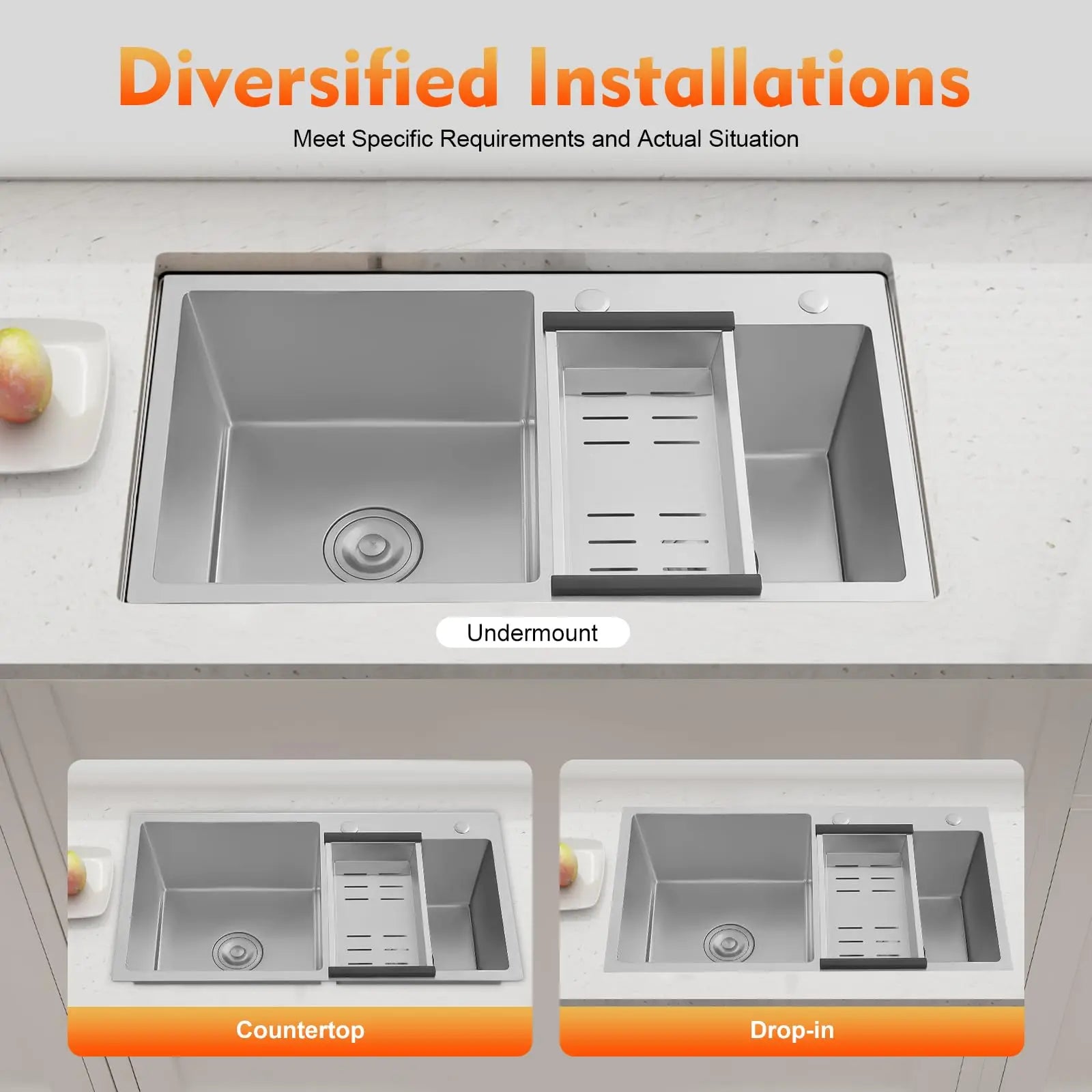 30 Inch Double Bowl Drop-In/Top mount Kitchen Sink