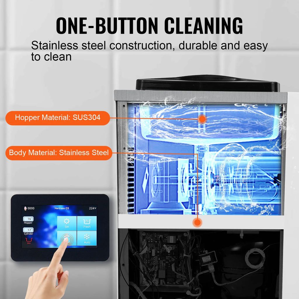 Single Flavor Countertop Soft Serve Ice Cream Maker Touch Screen