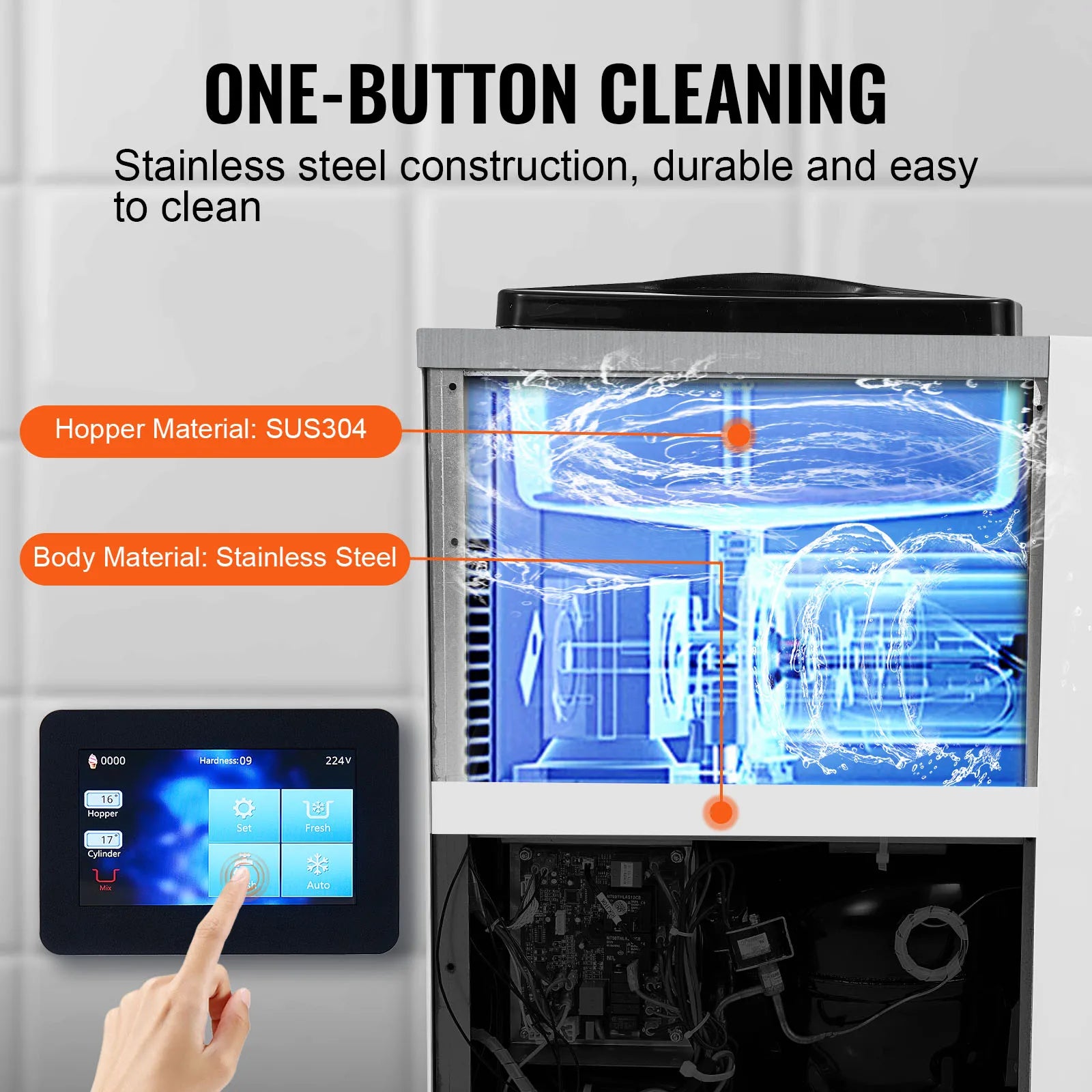 Single Flavor Countertop Soft Serve Ice Cream Maker Touch Screen